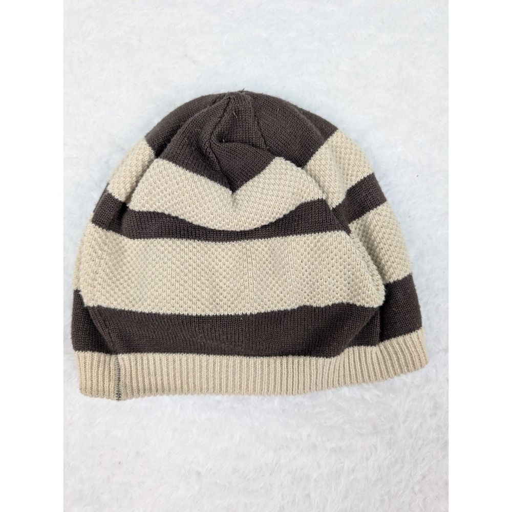 The North Face Beige/ Brown Wool Blend Beanie Hat Striped‎ One Size - Picture 3 of 6